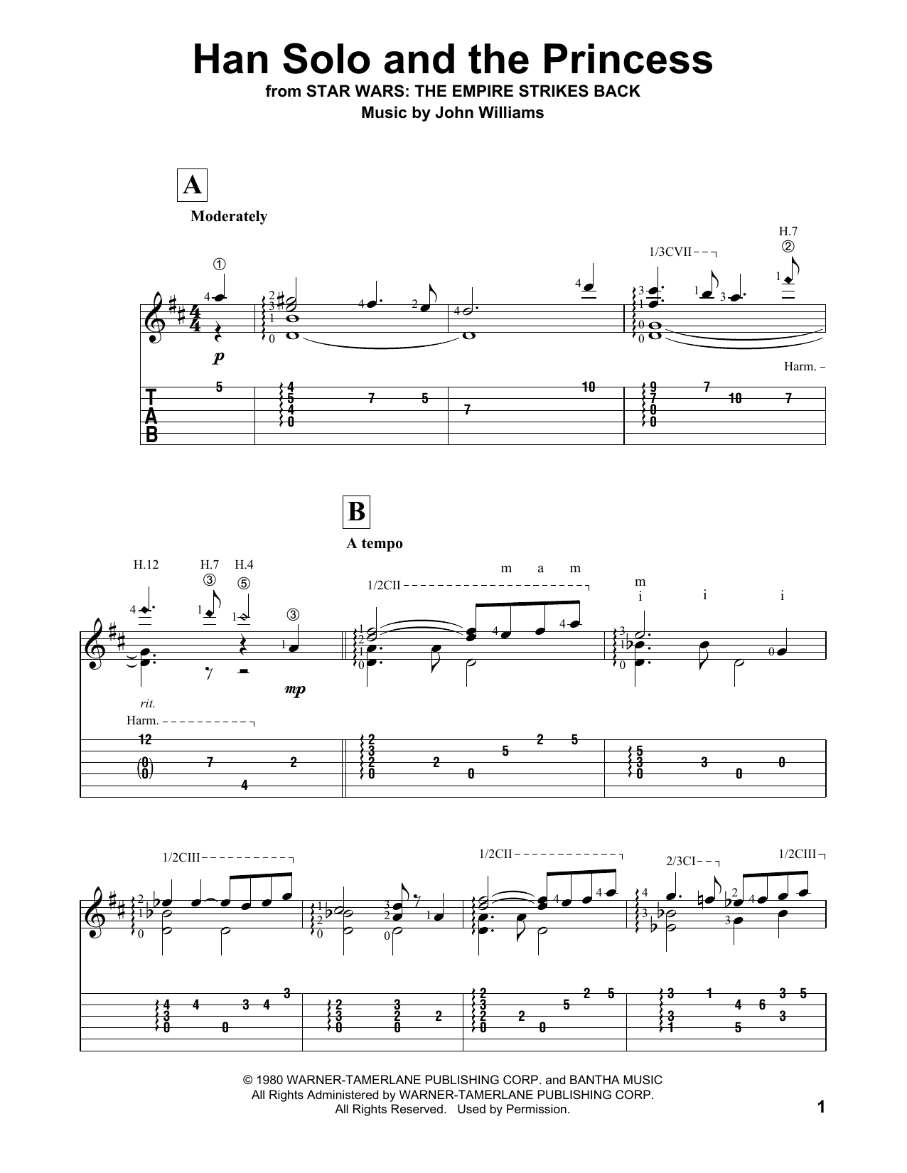 John Williams Han Solo And The Princess (from Star Wars: Episode V - The Empire Strikes Back) Sheet Music