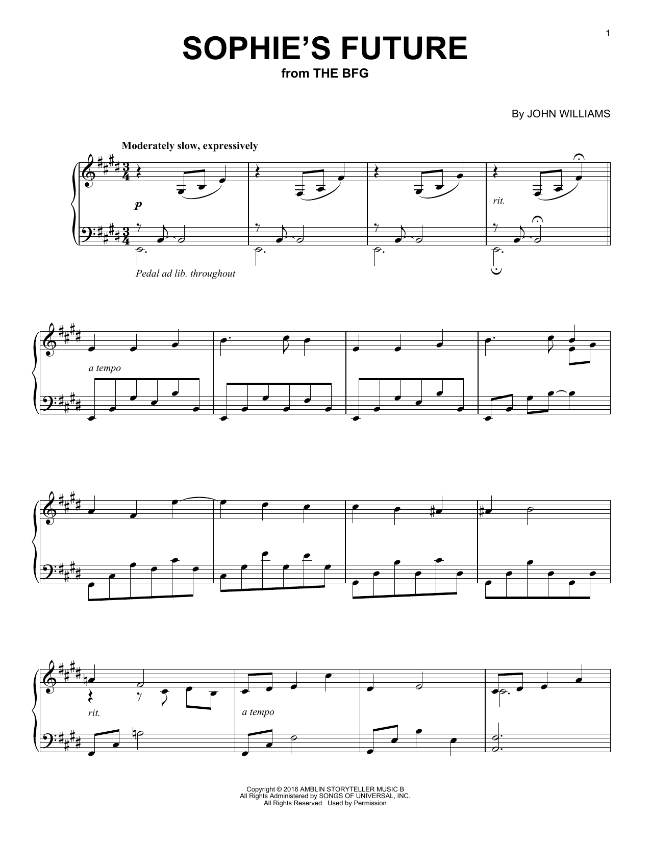John Williams Sophie's Future Sheet Music