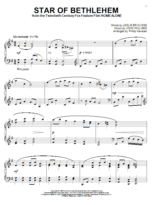 Leslie Bricusse Star Of Bethlehem (arr. Phillip Keveren) Sheet Music