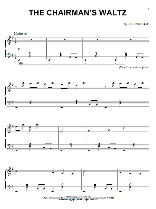 John Williams The Chairman's Waltz Sheet Music