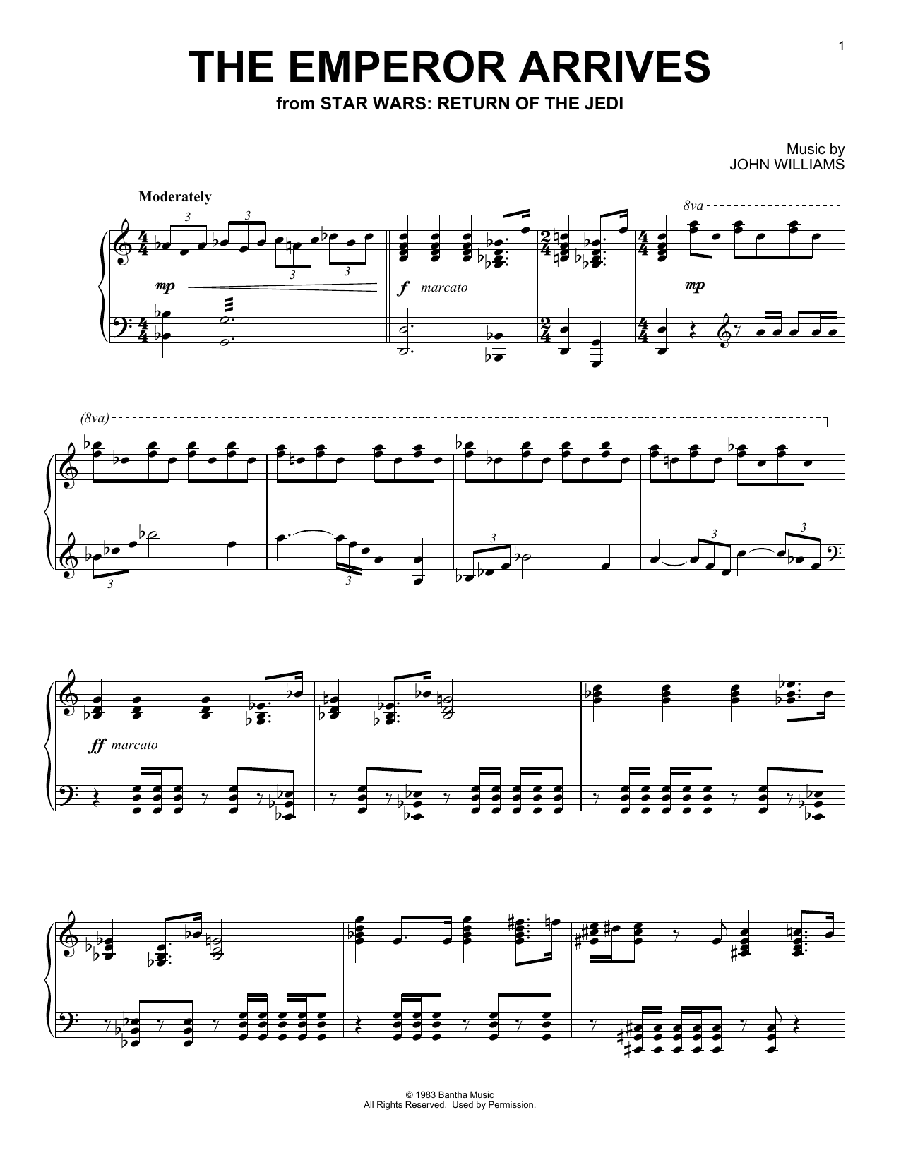 John Williams The Emperor Arrives (from Star Wars: Return Of The Jedi) Sheet Music