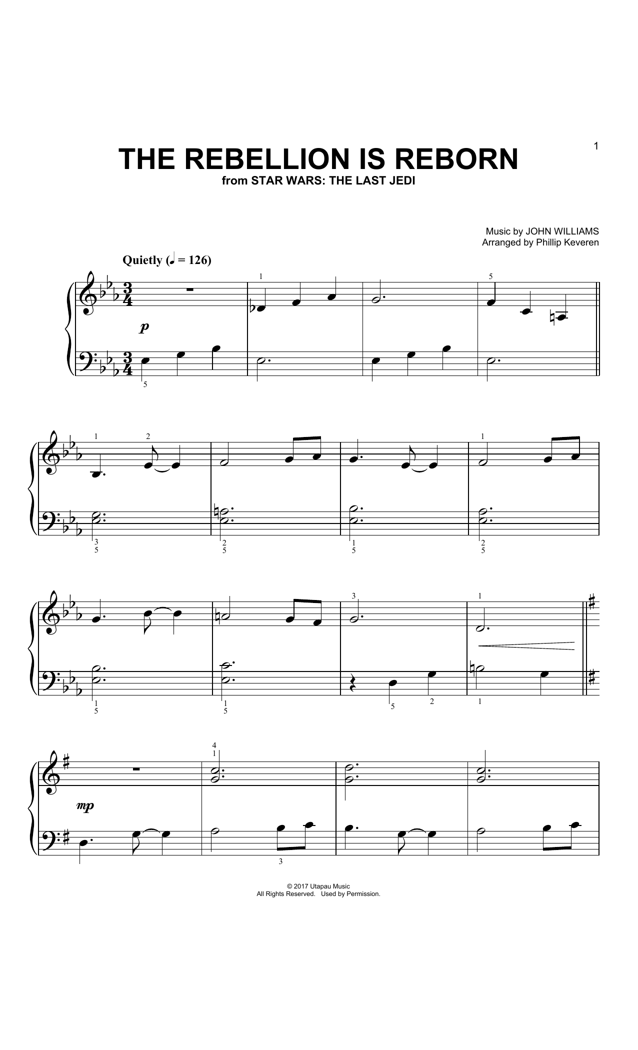 John Williams The Rebellion Is Reborn (arr. Phillip Keveren) Sheet Music