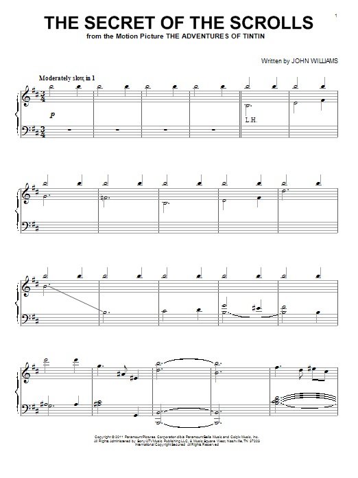 John Williams The Secret Of The Scrolls Sheet Music