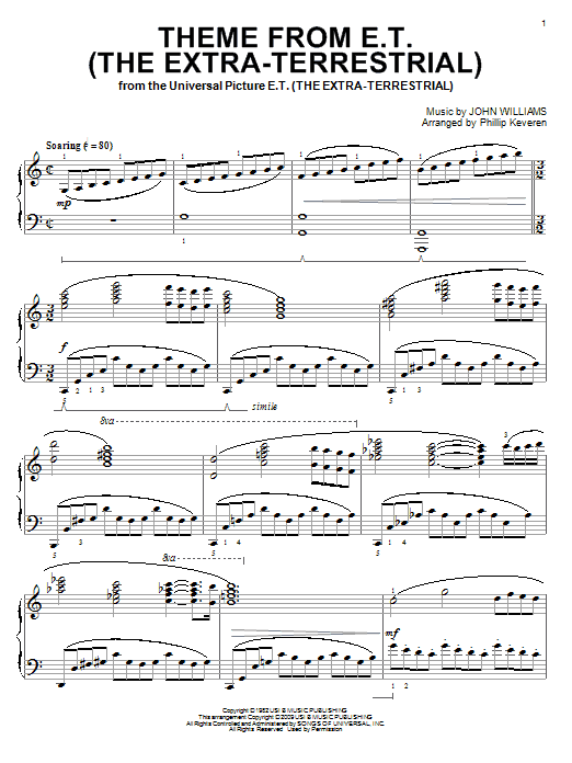 John Williams Theme from E.T. (The Extra-Terrestrial) (arr. Phillip Keveren) Sheet Music