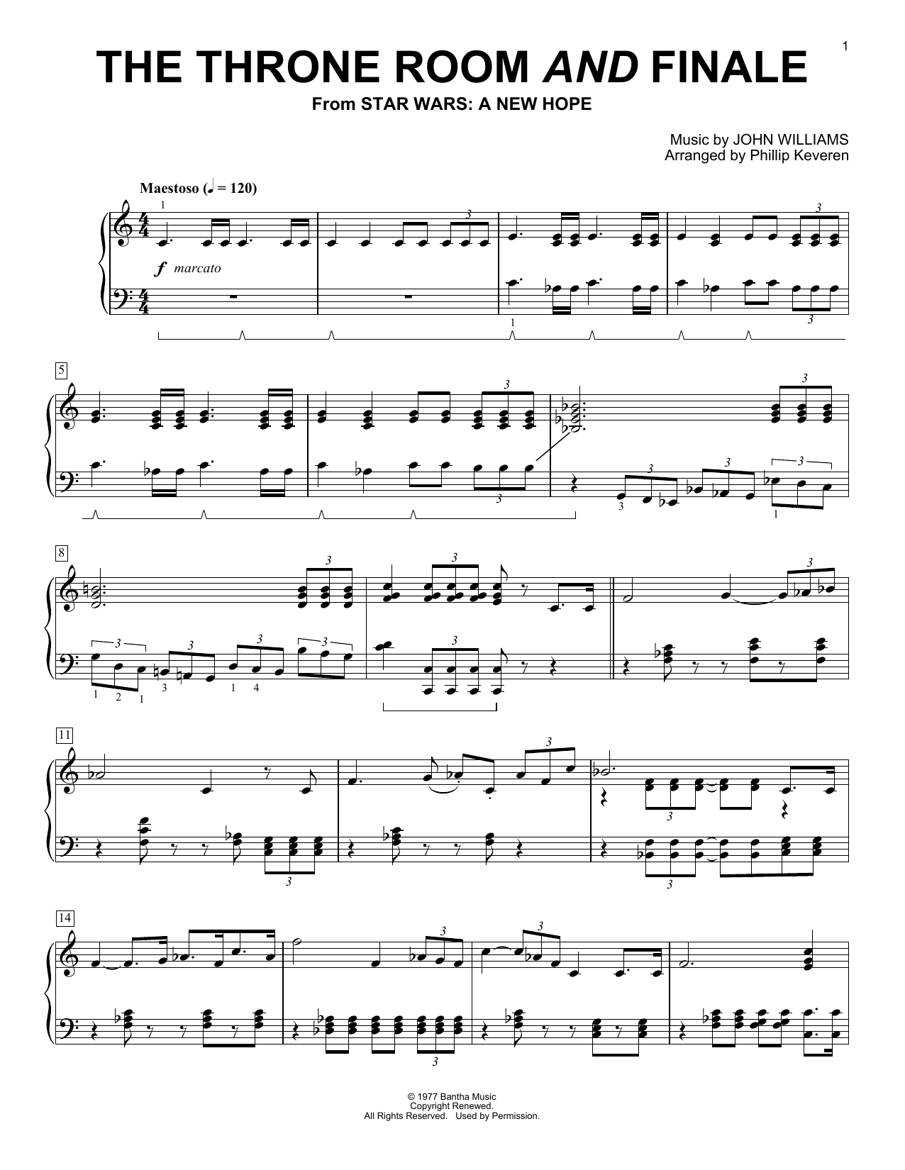 John Williams Throne Room and Finale (arr. Phillip Keveren) Sheet Music
