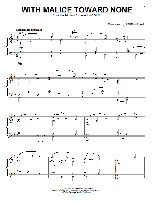 John Williams With Malice Toward None Sheet Music
