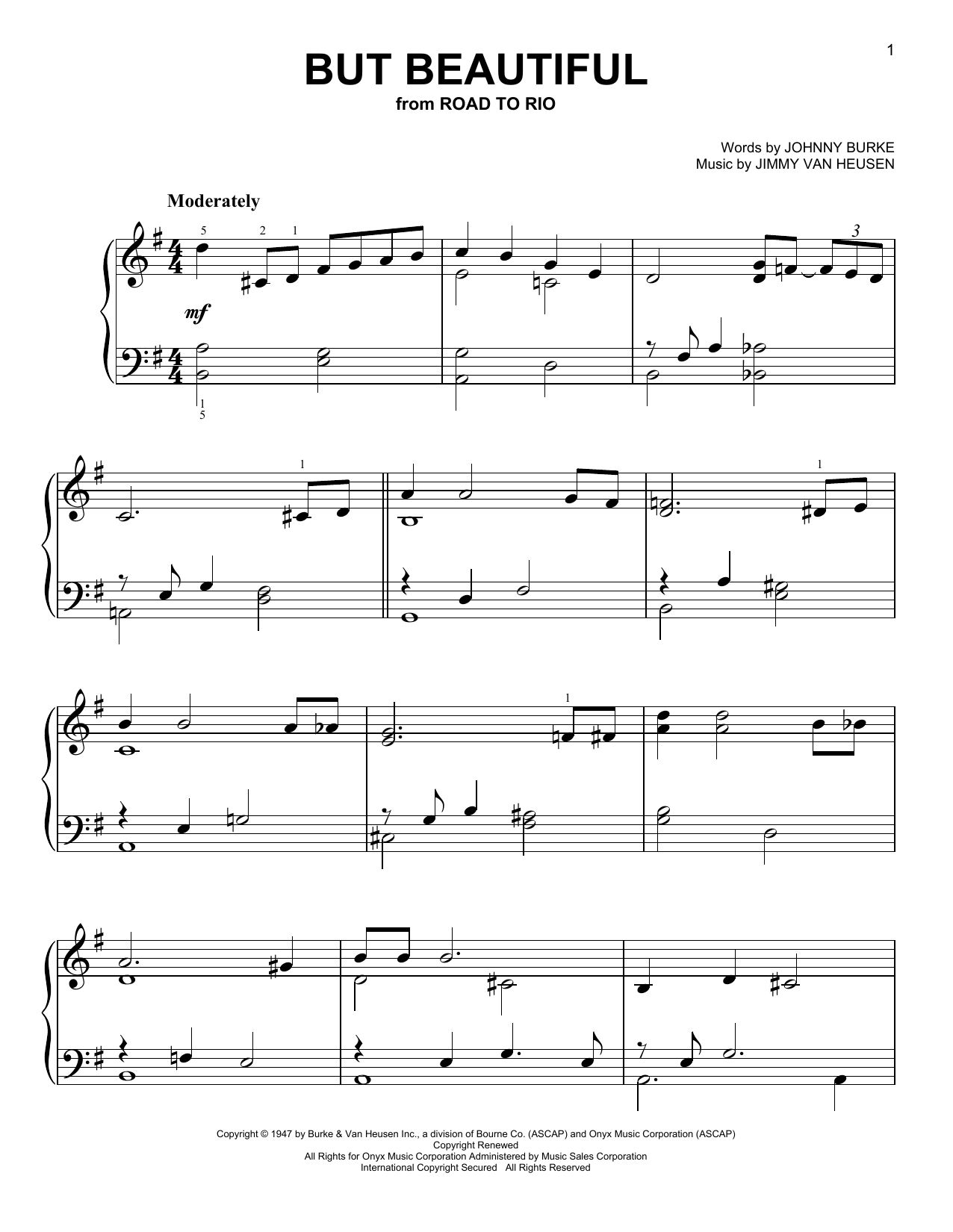 Johnny Burke But Beautiful Sheet Music