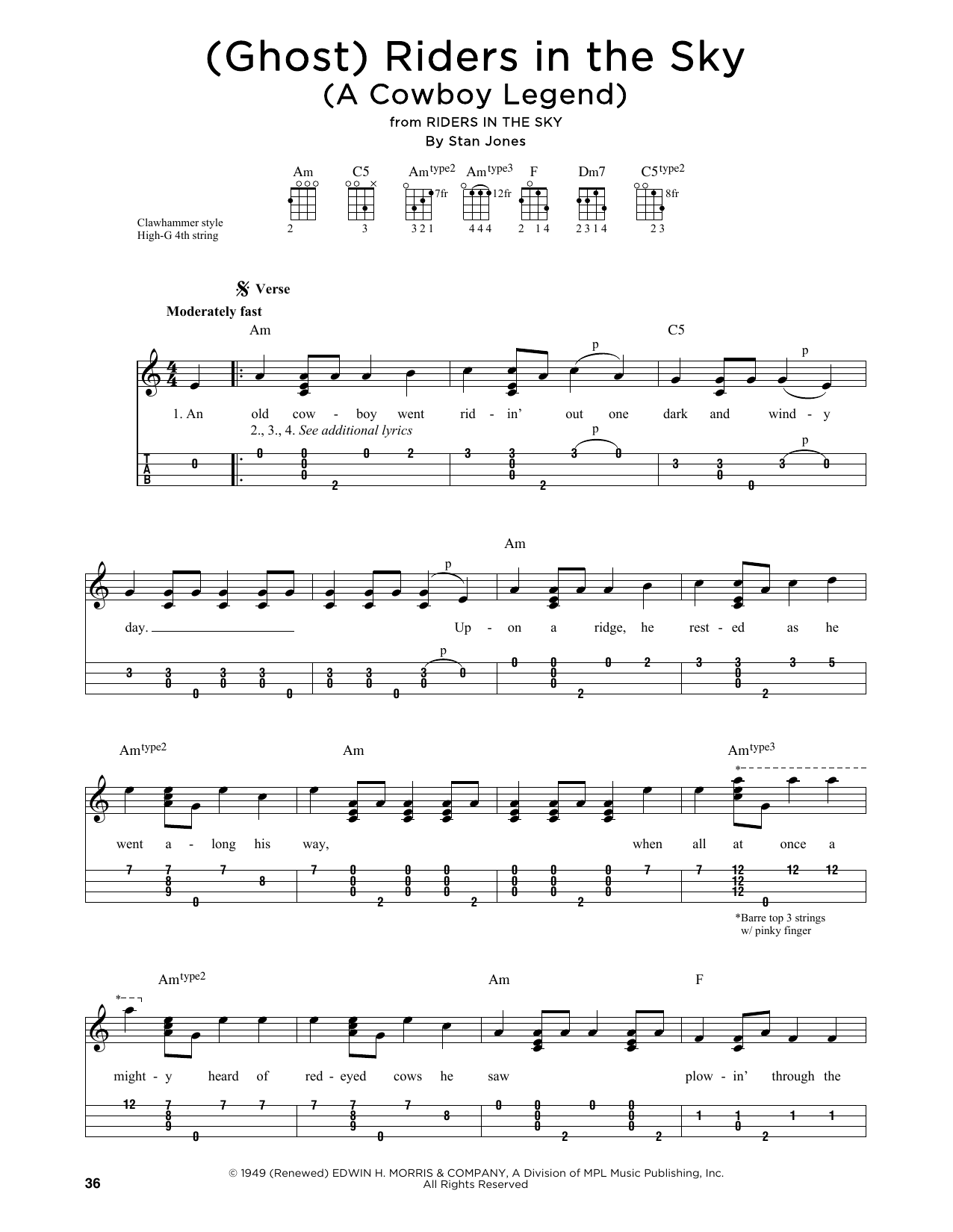 Johnny Cash (Ghost) Riders In The Sky (A Cowboy Legend) (arr. Jim Schustedt) Sheet Music