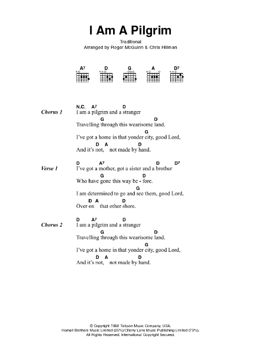 Johnny Cash I Am A Pilgrim Sheet Music