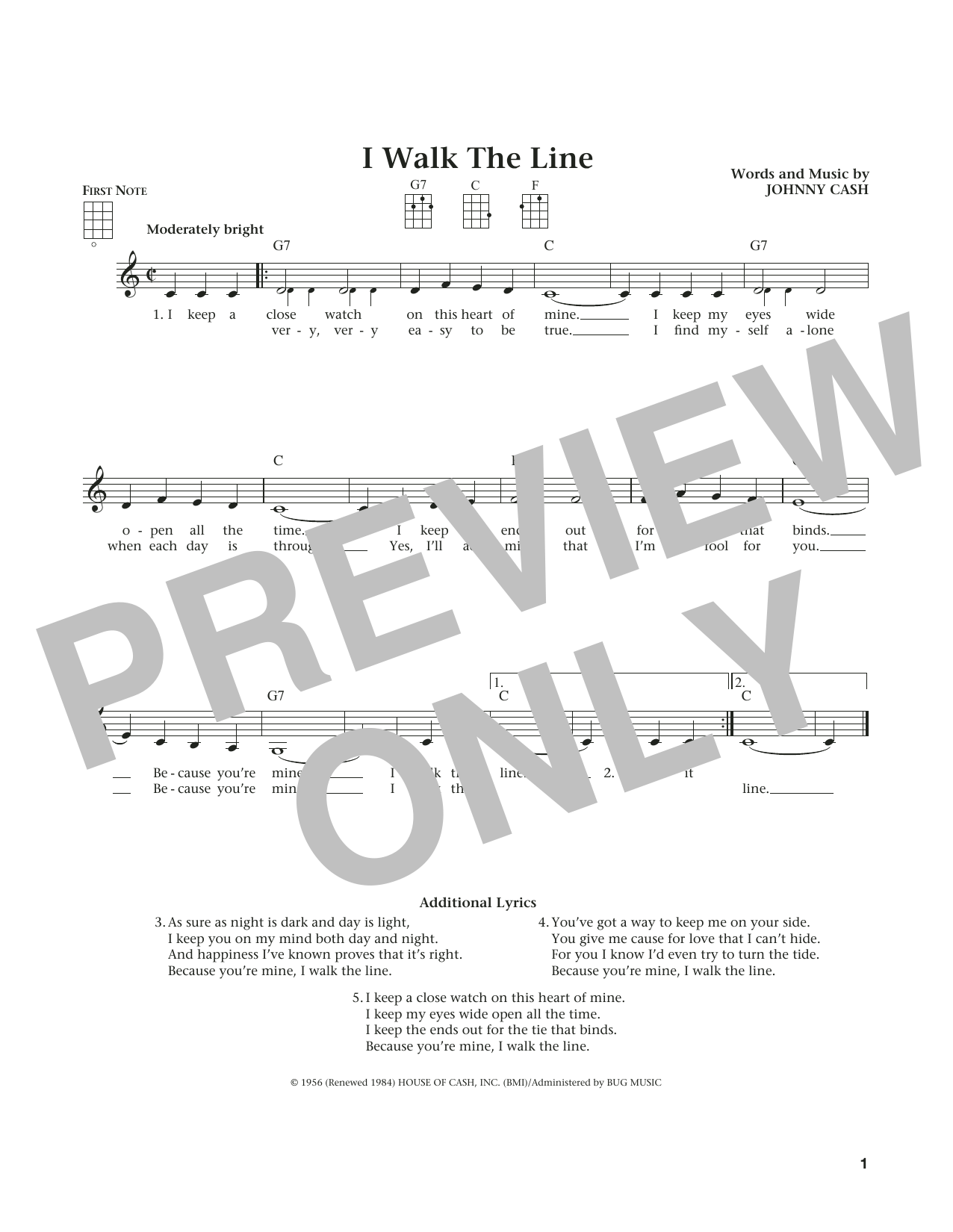 Johnny Cash I Walk The Line (from The Daily Ukulele) (arr. Liz and Jim Beloff) Sheet Music
