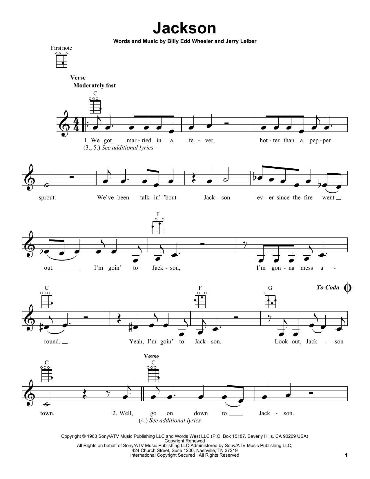 Johnny Cash Jackson Sheet Music