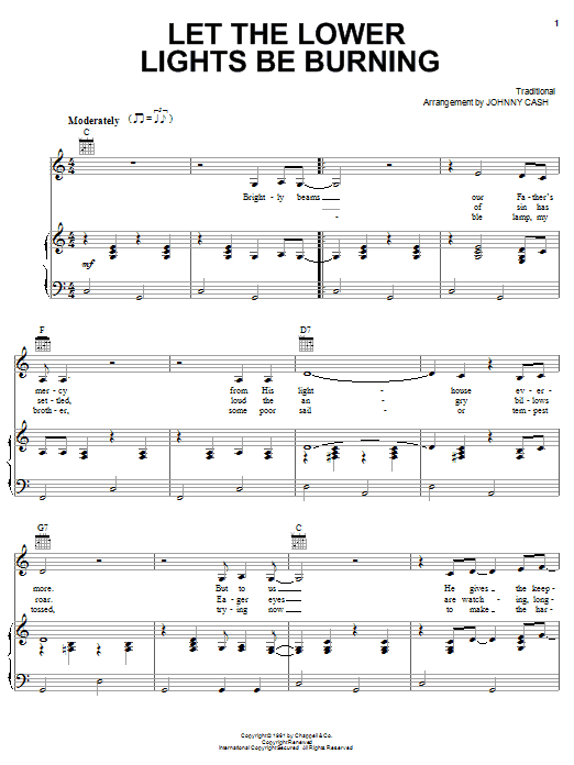 Johnny Cash Let The Lower Lights Be Burning Sheet Music