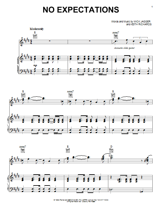 Johnny Cash No Expectations Sheet Music