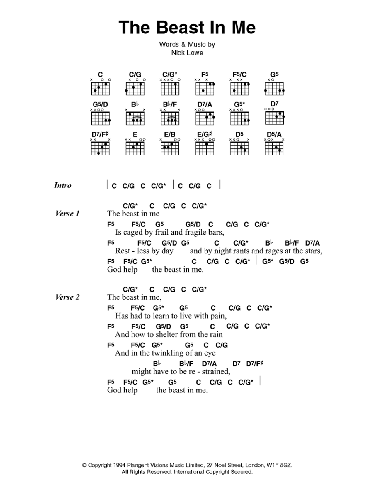 Johnny Cash The Beast In Me Sheet Music