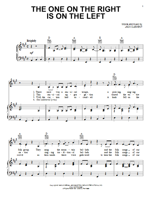Johnny Cash The One On The Right Is On The Left Sheet Music