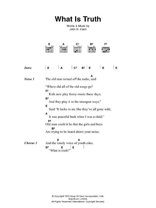 Johnny Cash What Is Truth Sheet Music