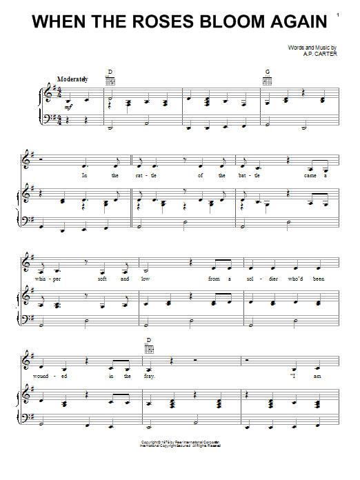 Johnny Cash When The Roses Bloom Again Sheet Music