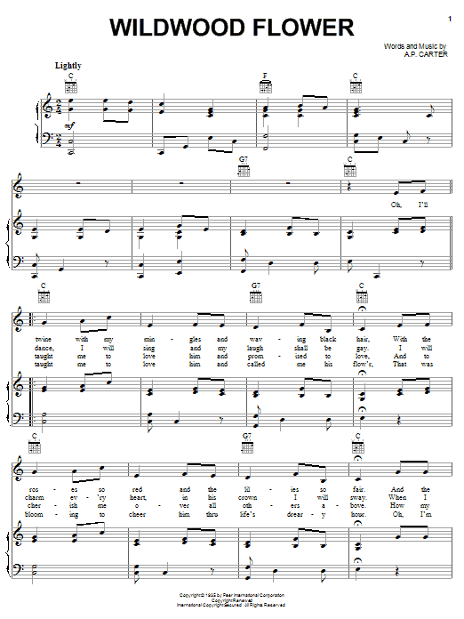 Johnny Cash Wildwood Flower Sheet Music