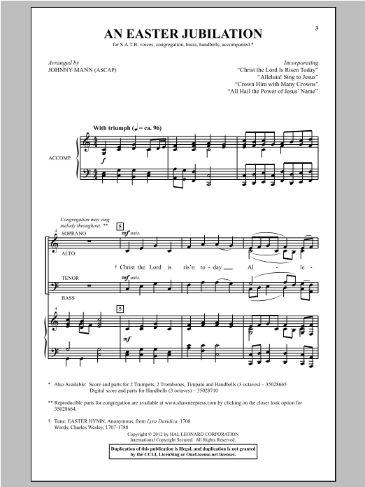 Johnny Mann All Hail The Power Of Jesus' Name Sheet Music