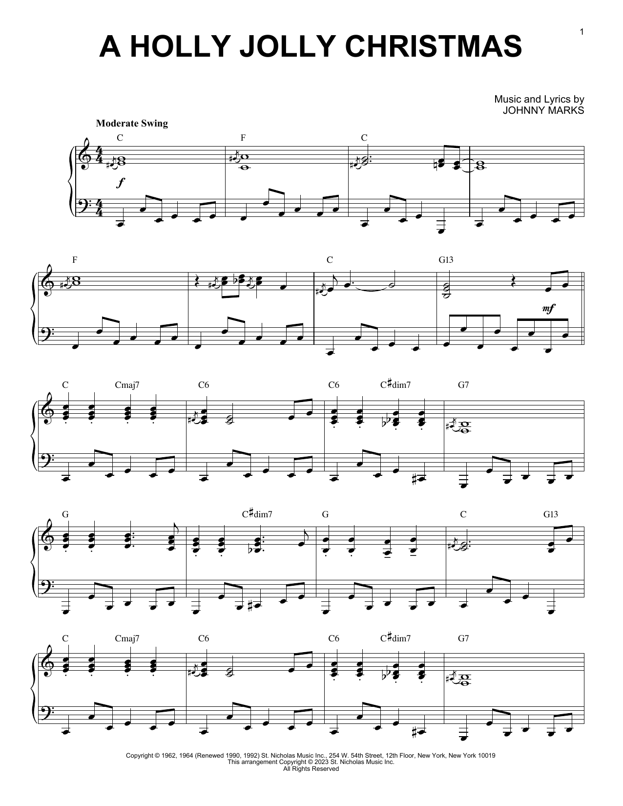 Johnny Marks A Holly Jolly Christmas [Boogie Woogie version] (arr. Brent Edstrom) Sheet Music