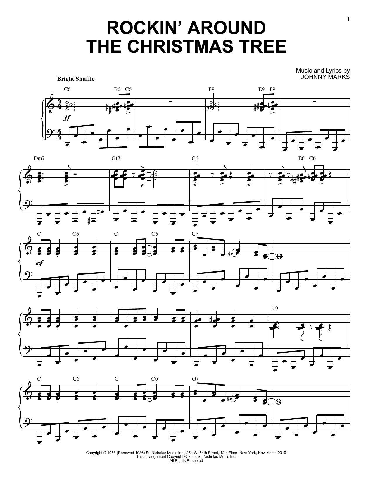 Johnny Marks Rockin' Around The Christmas Tree [Boogie Woogie version] (arr. Brent Edstrom) Sheet Music