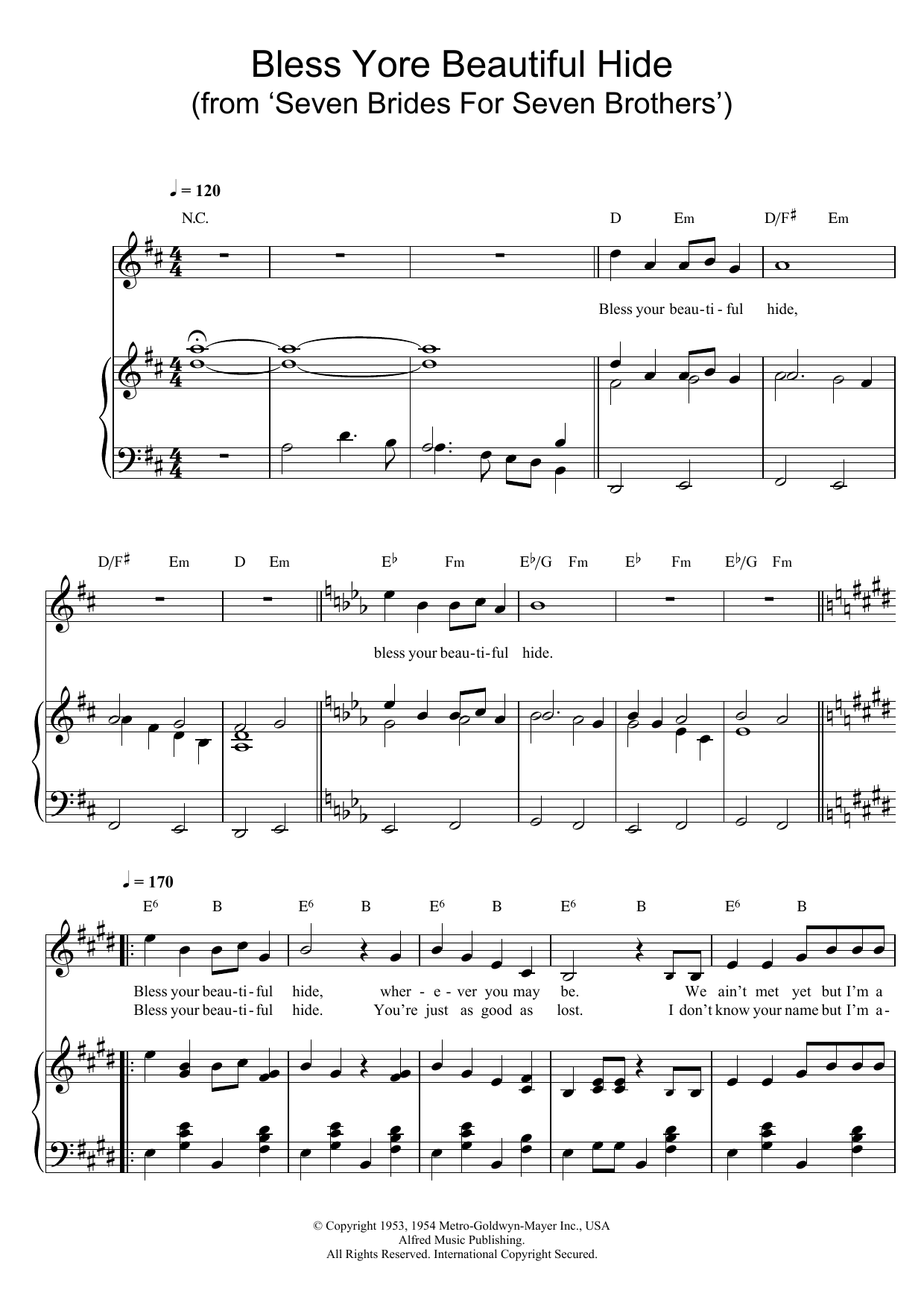 Johnny Mercer Bless Yore Beautiful Hide (from 'Seven Brides For Seven Brothers') Sheet Music