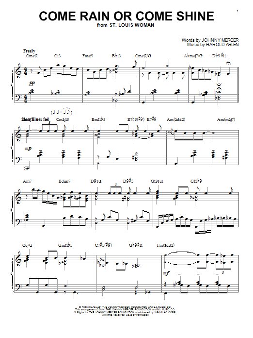 Johnny Mercer Come Rain Or Come Shine [Jazz version] (arr. Brent Edstrom) Sheet Music