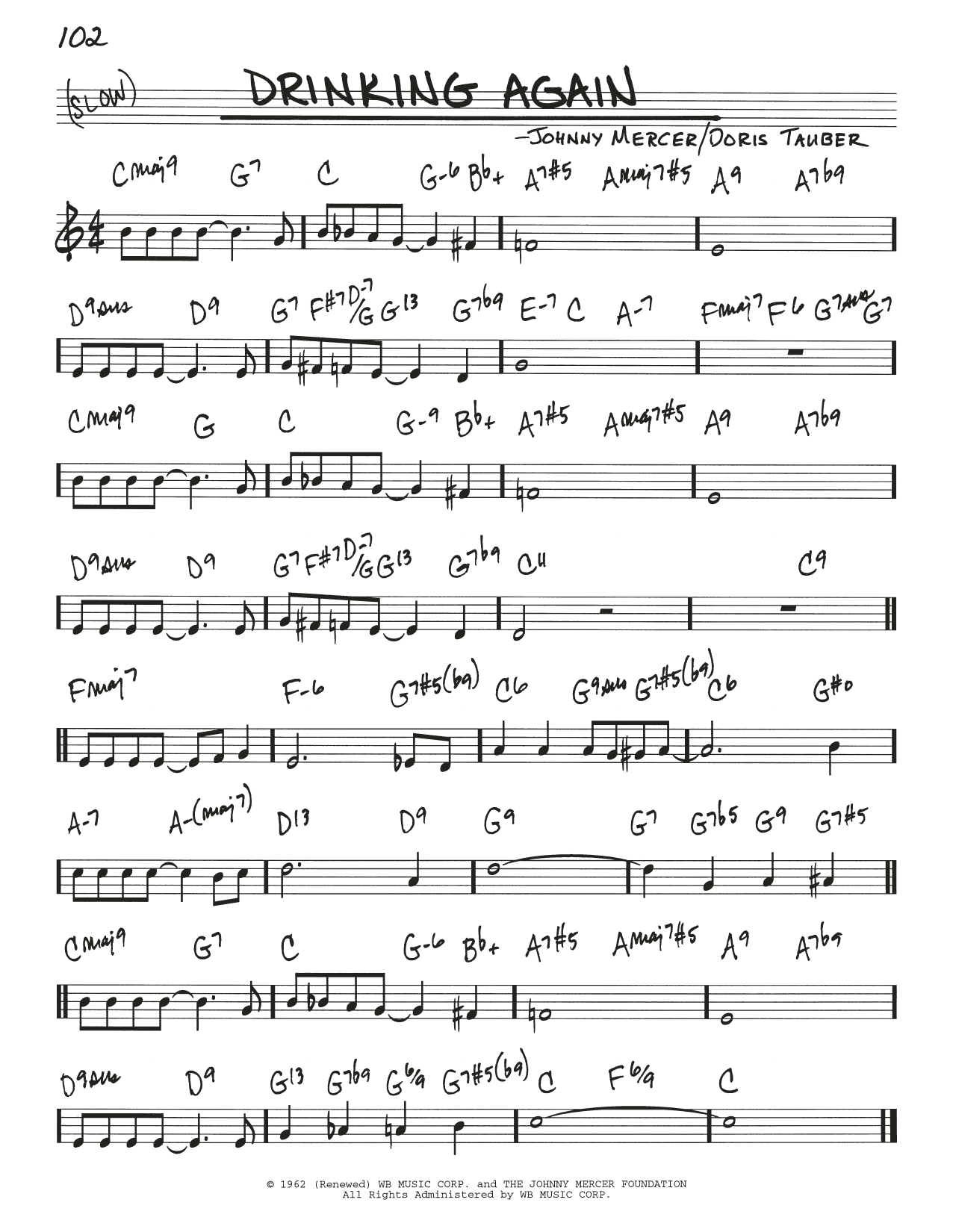 Johnny Mercer Drinking Again Sheet Music