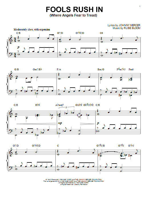 Johnny Mercer Fools Rush In (Where Angels Fear To Tread) [Jazz version] (arr. Brent Edstrom) Sheet Music