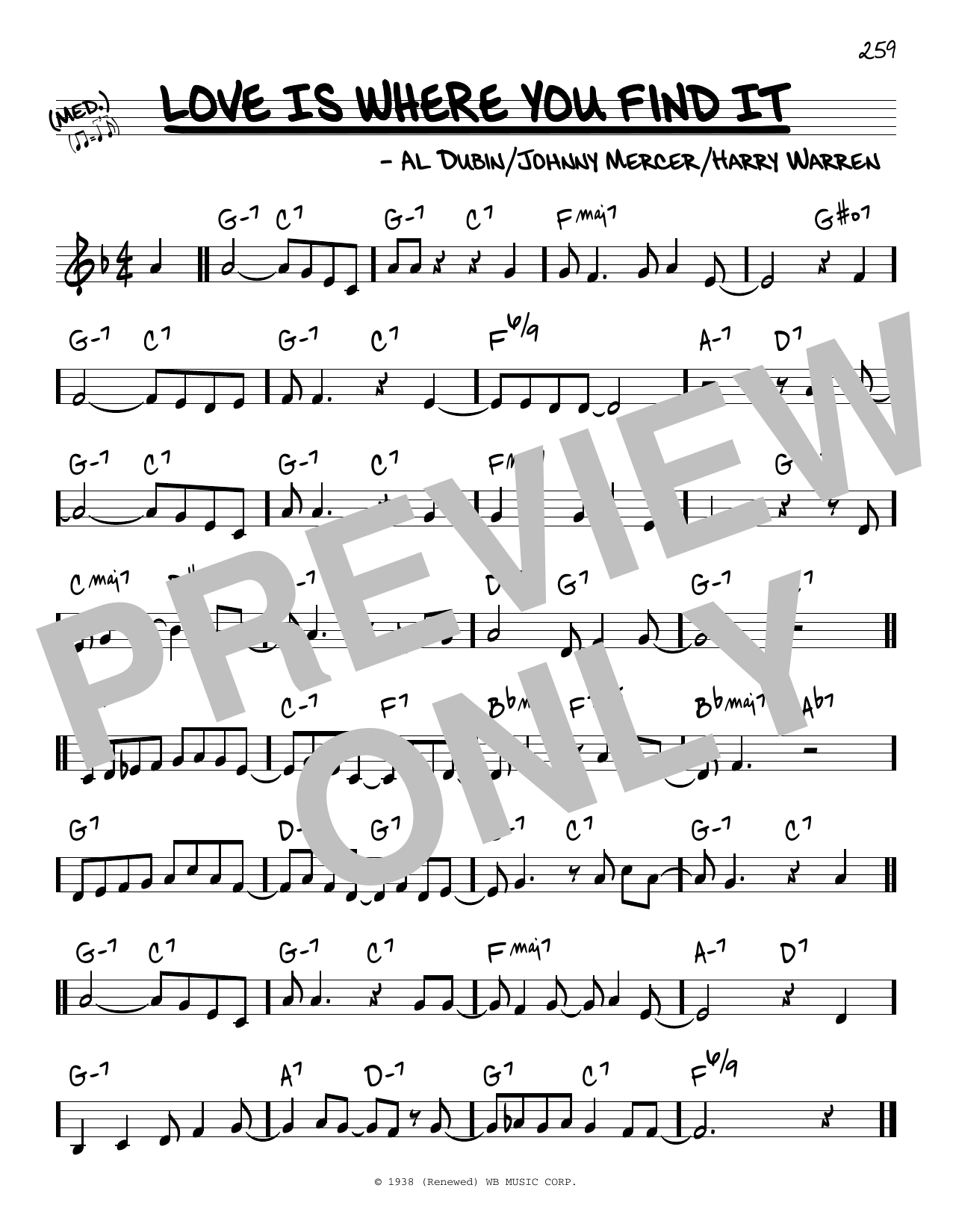 Johnny Mercer, Harry Warren and Al Dubin Love Is Where You Find It Sheet Music