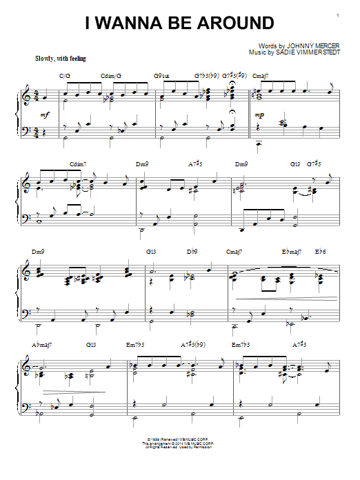 Johnny Mercer I Wanna Be Around [Jazz version] (arr. Brent Edstrom) Sheet Music