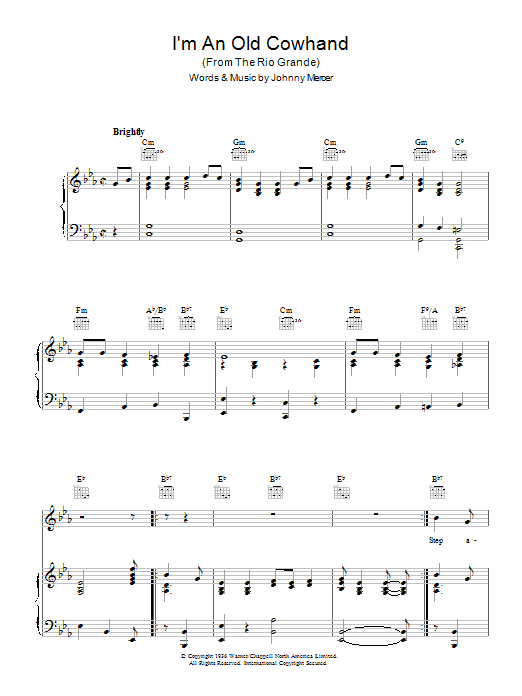Johnny Mercer I'm An Old Cowhand Sheet Music