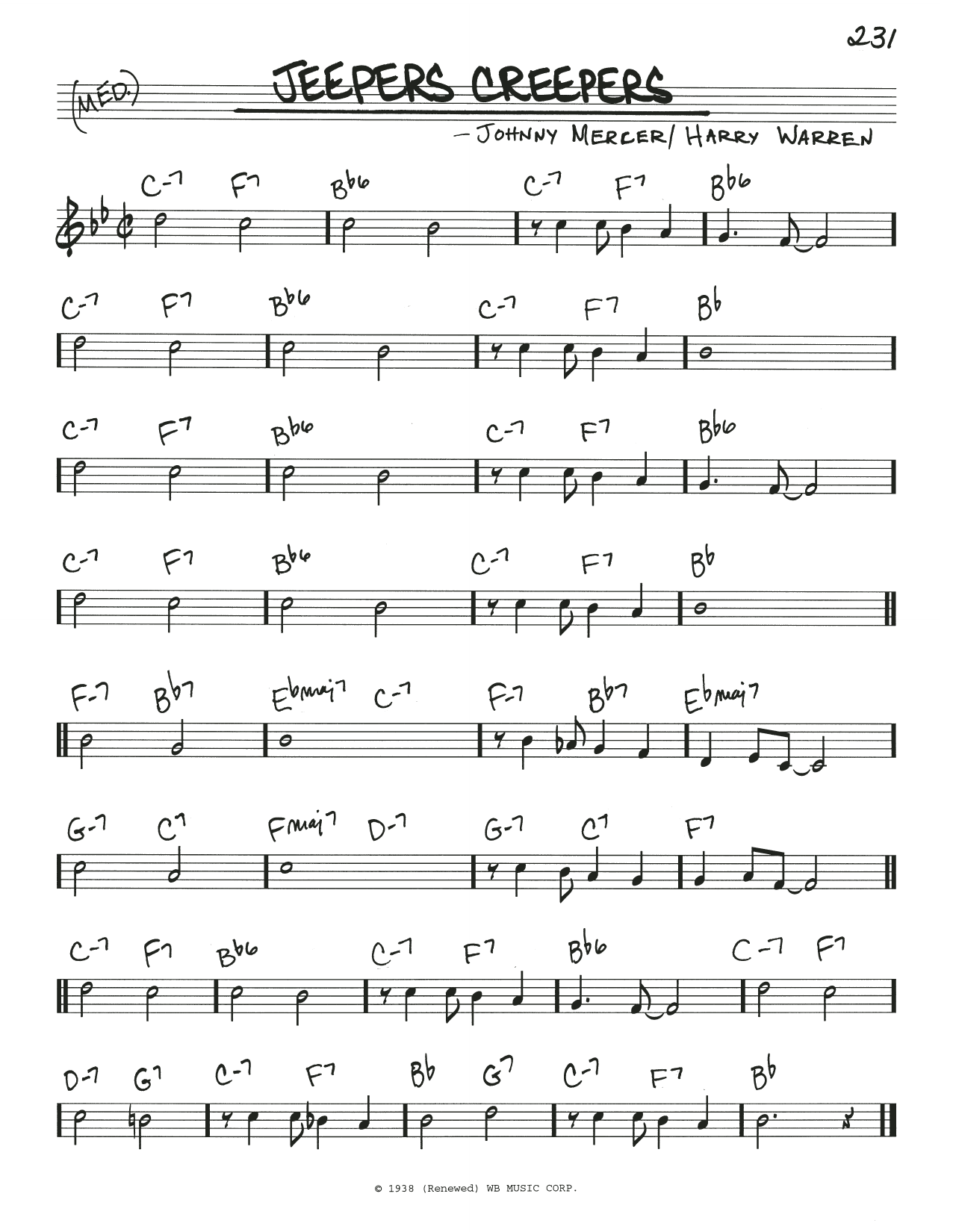 Johnny Mercer Jeepers Creepers Sheet Music