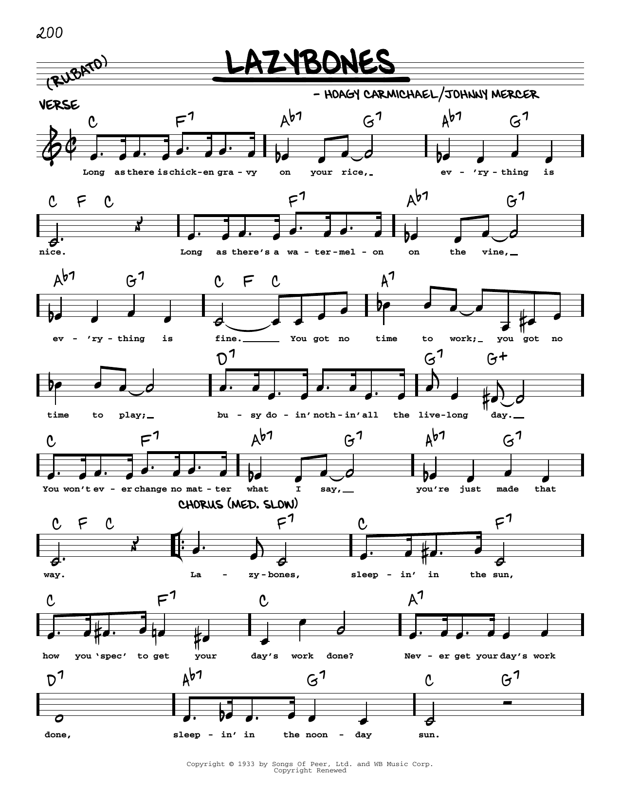 Johnny Mercer Lazybones (arr. Robert Rawlins) Sheet Music