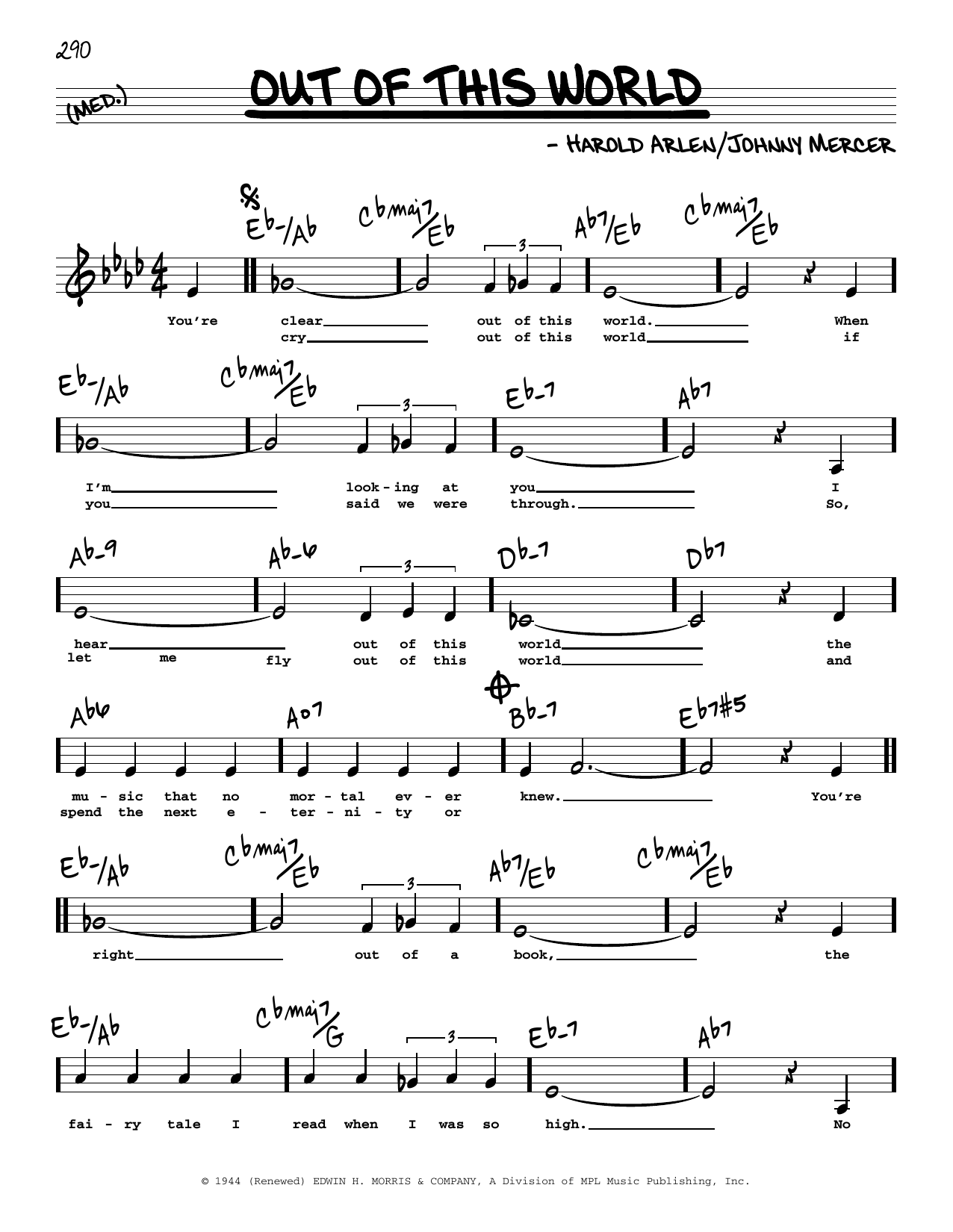 Johnny Mercer Out Of This World (Low Voice) Sheet Music