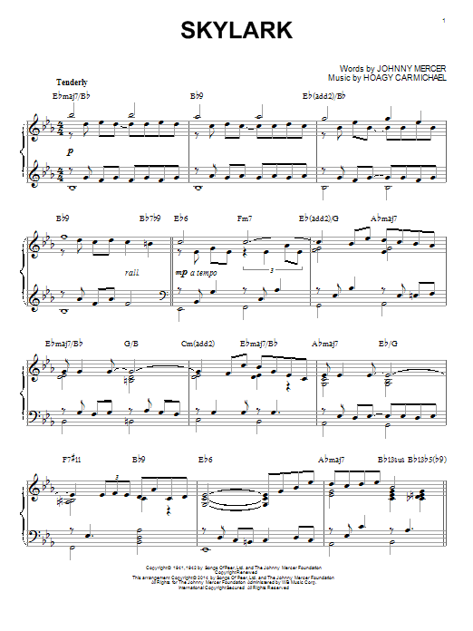 Johnny Mercer Skylark [Jazz version] (arr. Brent Edstrom) Sheet Music
