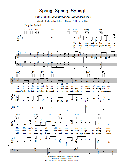 Johnny Mercer Spring, Spring, Spring! Sheet Music