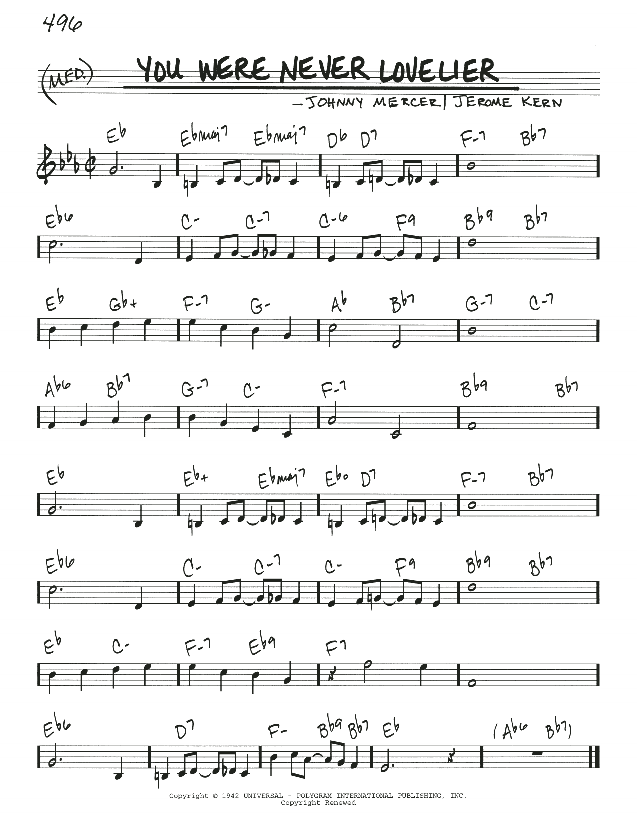 Johnny Mercer You Were Never Lovelier Sheet Music