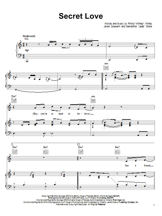JoJo Secret Love Sheet Music