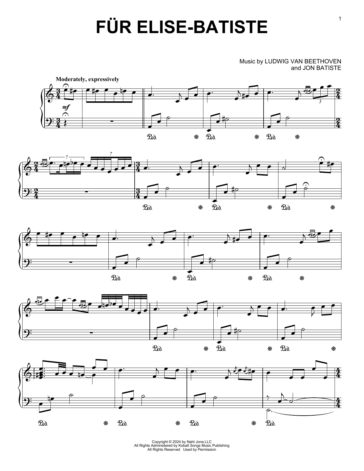 Jon Batiste Fur Elise - Batiste Sheet Music