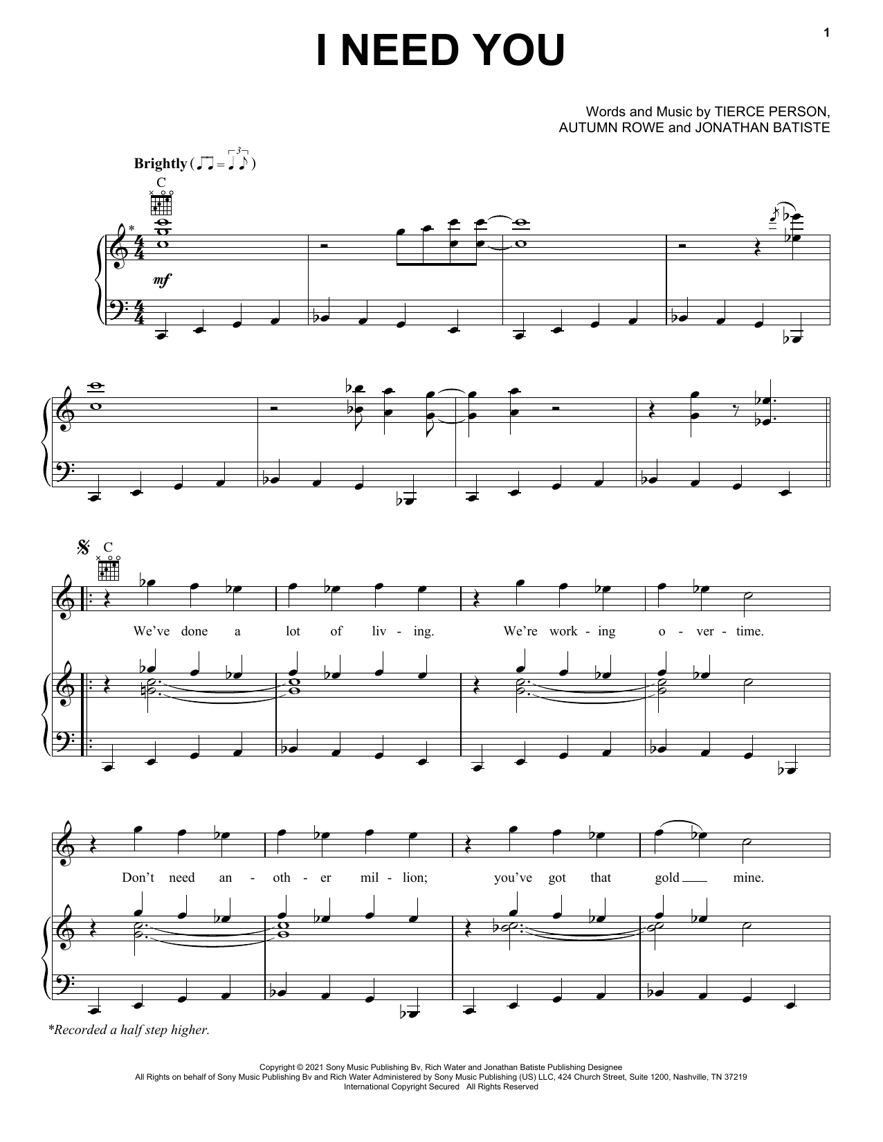 Jon Batiste I NEED YOU Sheet Music