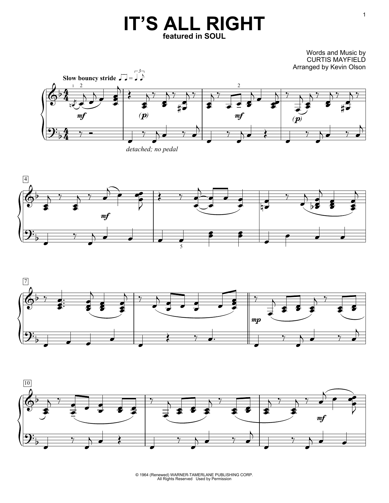 Jon Batiste It's All Right (from Soul) (arr. Kevin Olson) Sheet Music