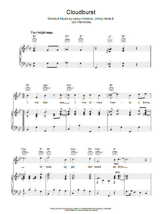 Jon Hendricks Cloudburst Sheet Music