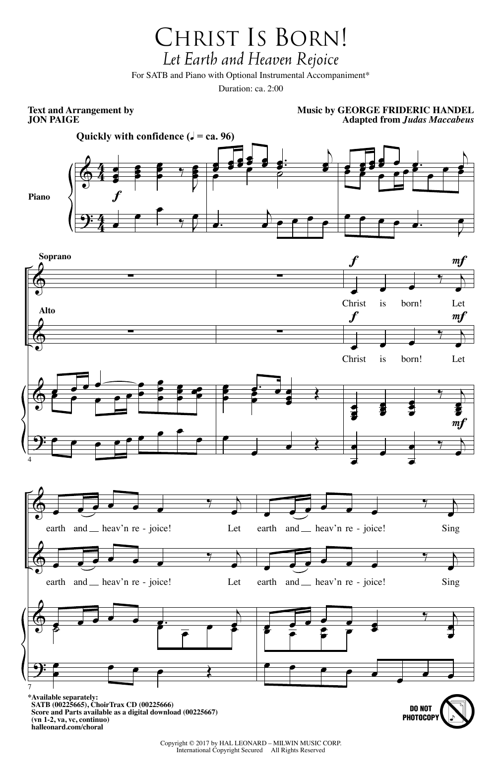 Jon Paige Christ Is Born! (Let Heaven And Earth Rejoice) Sheet Music