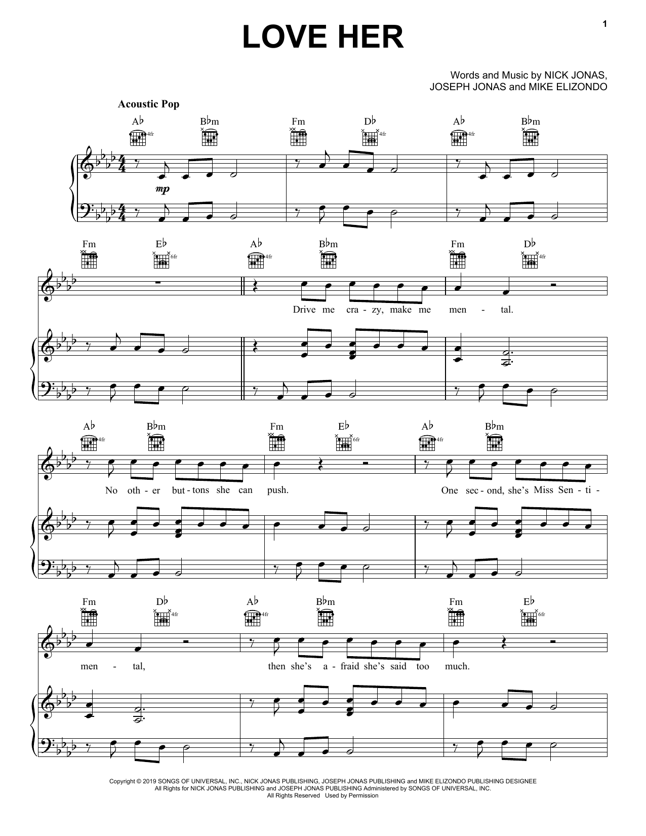 Jonas Brothers Love Her Sheet Music
