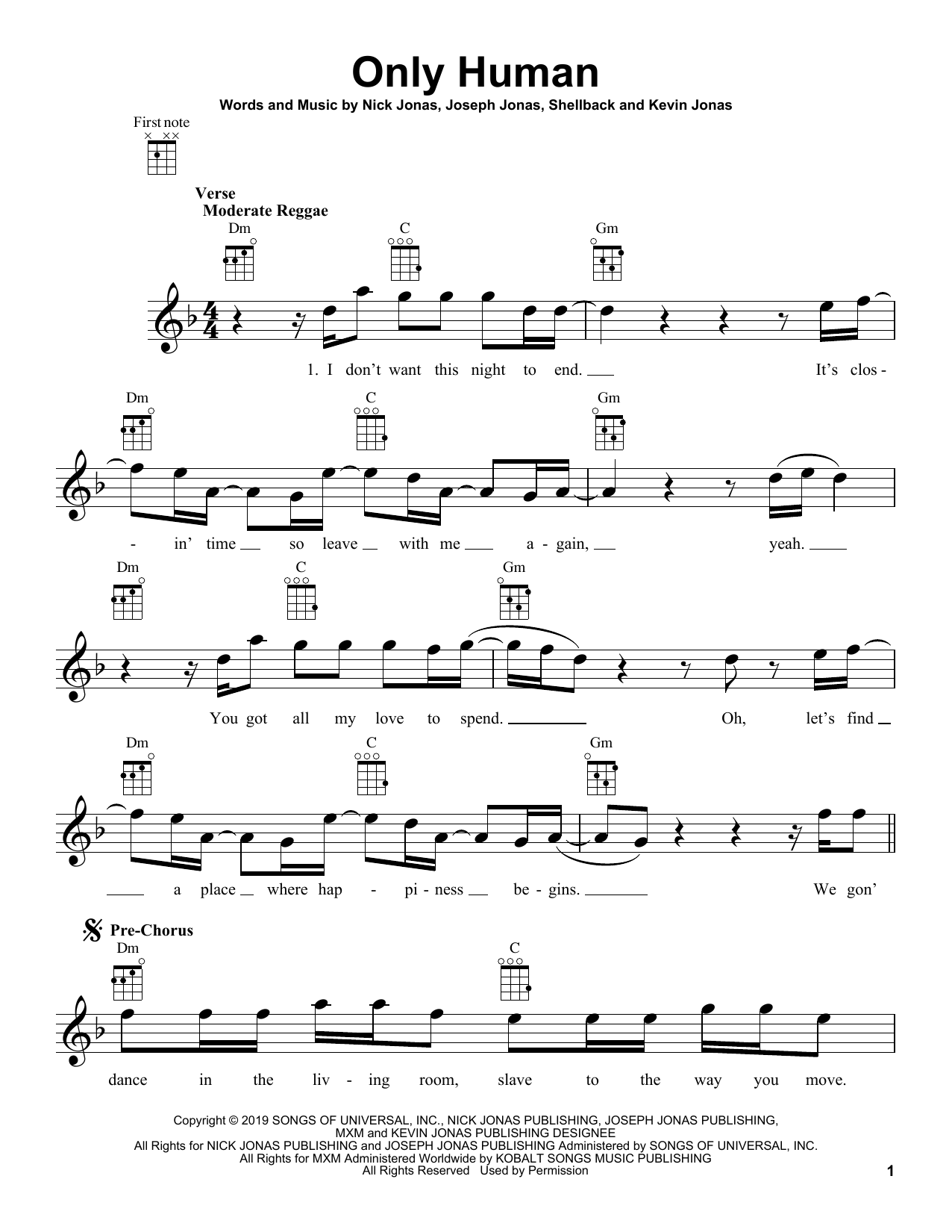 Jonas Brothers Only Human Sheet Music