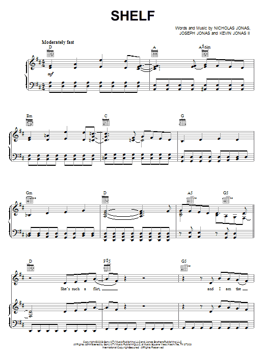 Jonas Brothers Shelf Sheet Music