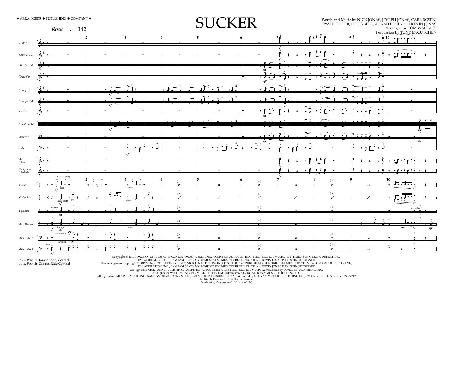 Jonas Brothers Sucker (arr. Tom Wallace) - Full Score Sheet Music