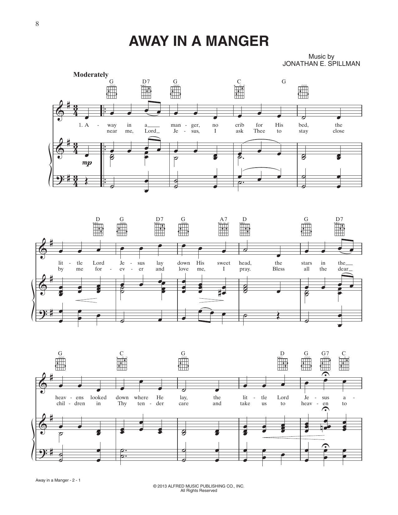 Jonathan E. Spilman Away In A Manger Sheet Music