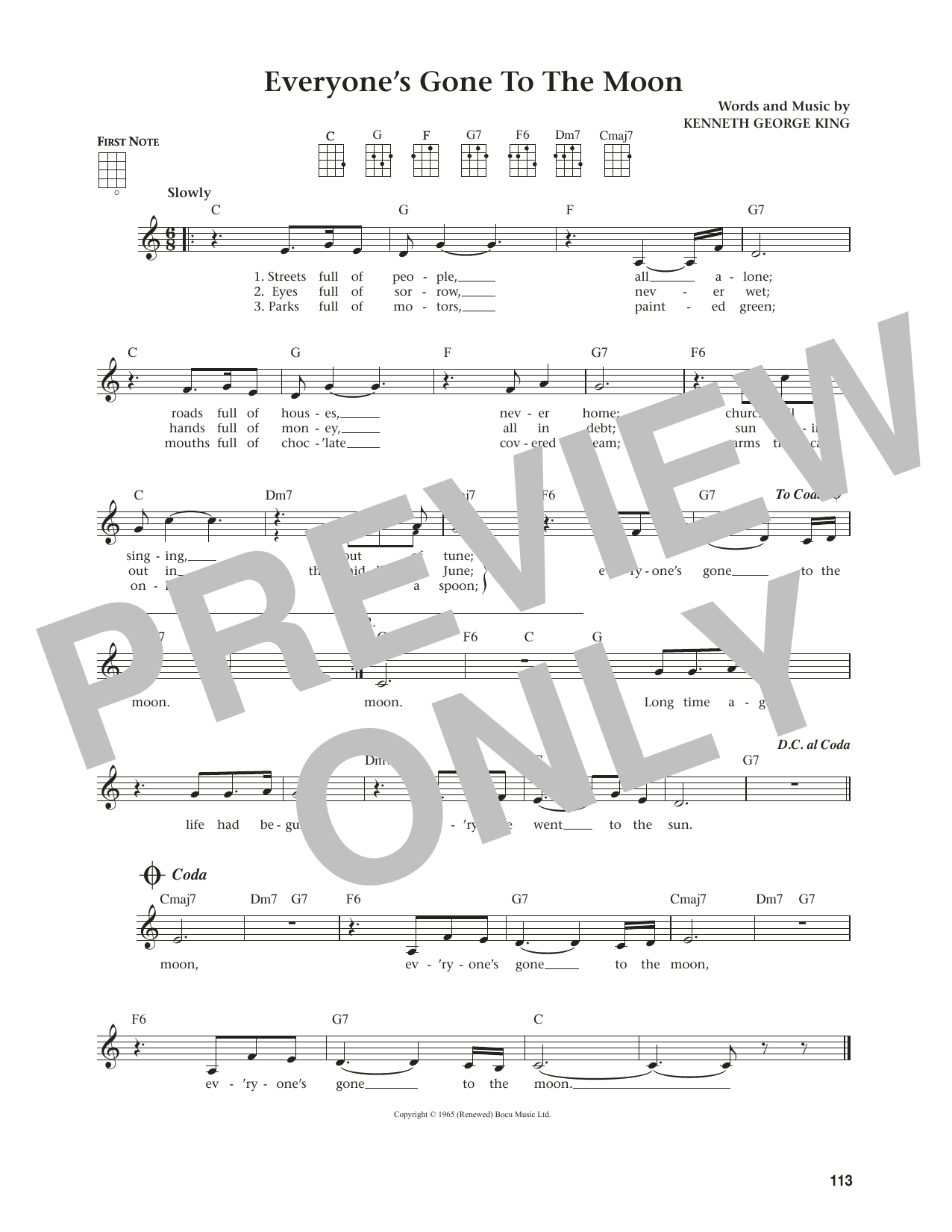 Jonathan King Everyone's Gone To The Moon (from The Daily Ukulele) (arr. Jim Beloff) Sheet Music